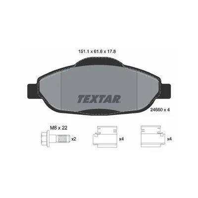 Produktbild von Textar Bremsbeläge vorne für Peugeot 308 + SW CC 3008 1,2 - 2,0 + 16V HDi VTi