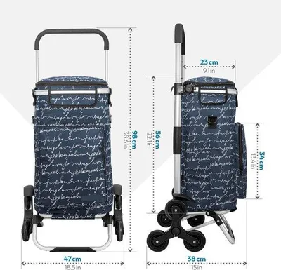 Produktbild von Famanu Einkaufstrolley faltbar mit 6 Rädern – Kühltasche – 44 Liter – Blau