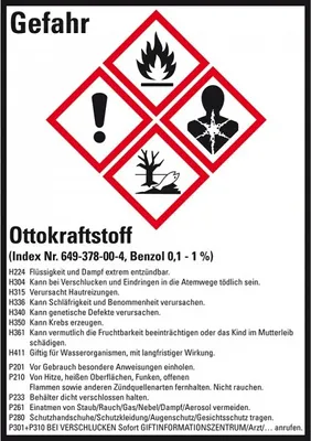 Produktbild von Dreifke® Aufkleber I GHS-Etikett Ottokraftstoff, GefStoffV/GHS/CLP, Folie, 52...