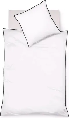 Produktbild von Fleuresse Black Premium Schweizer Satin Bettwäsche mit 3 seitiger Paspel, Uni weiß