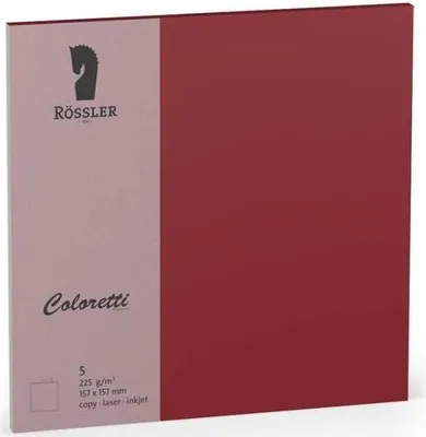 Produktbild von Doppelkarte 157x157 coloretti 5 Stück weinrot