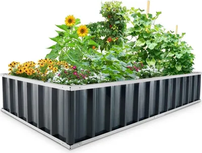 Immagine prodotto di Fioriera a letto rialzato in metallo 174x90x30cm con etichetta a T guanti