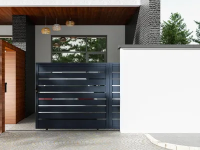 NERBIS Gartentor 110x170cm - Schwarzes Aluminium Flügeltor Mit Schloss