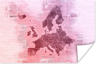 Produktbild von MuchoWow® Poster Karte von Europa - Zeitung - Lila 120x80 cm - Bilder