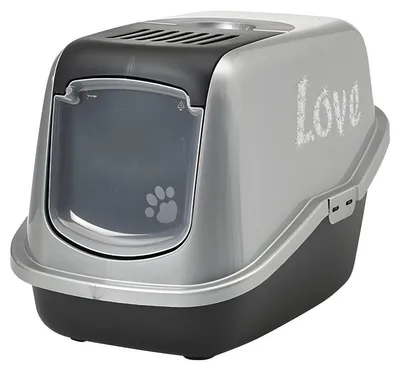 Image de Vadigran litière pour chat Nestor Impression "LOVE" noir-argent 56 x 39 x 38,5 cm