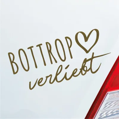 Produktbild von Auto Aufkleber Bottrop verliebt Herz Stadt Heimat Liebe Car 19x9 cm Gold Sticker Heckscheibenaufkleber