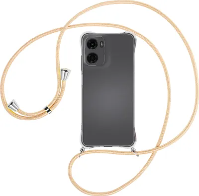 Produktbild von Handykette Backcover-Schutzhülle mit Band (Metall silberfarben) für Motorola Moto G05 - Goldkordel