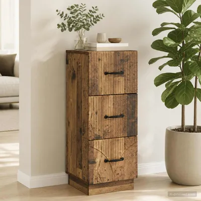 Obrázek produktu pro vidaXL Komoda s zásuvkami, 33 x 34,5 x 87 cm, materiál: dřevotříska, recyklované dřevo