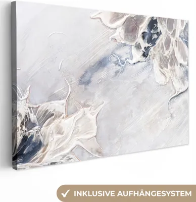 Produktbild von OneMillionCanvasses® - Leinwandbilder - 150x100 cm, Farbe - Abstrakt - Beige - Grau, Wandbilder Kunstdruck Wanddekoration - Foto auf Leinwand - Gemälde auf Holzrahmen