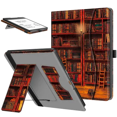 Produktbild von Fintie Hülle für Kindle Scribe (10,2-Zoll, 2022) - Kickstand Schutzhülle mit Kartenfach Stifthalter und Auto Sleep/Wake für Kindle Scribe (der erste Kindle mit Schreibfunktion), die Bibliothek