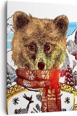 Produktbild von Bild auf Leinwand - Leinwandbild - Einteilig - Bär Berge Kinder Winter - 70x100cm - Wand Bild - Wanddeko - Wandbilder - Leinwanddruck - Wanddekoration - Leinwand bilder - Wandbild - PA70x100-3205