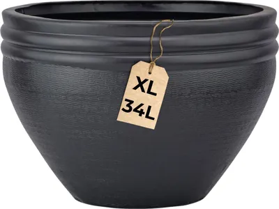 Produktbild von Blumentopf Calvino schwarz 38cm - Aluminium Pflanzentopf modern