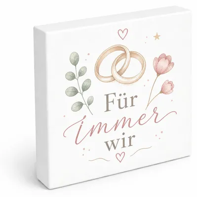 Produktbild von Holzbild in 15x15 cm Für immer wir - Wandbild Holz in Pastell Mit Spruch: Für