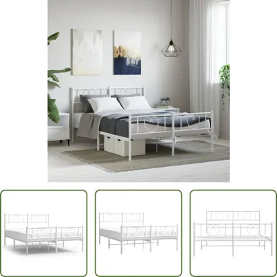 Produktbild von The Living Store Bettgestell mit Kopf- und Fußteil Metall Weiß 140x200 cm