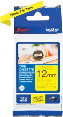 Produktbild von Brother TZe-631S - Schwarz auf Gelb - Rolle (1,2 cm x 4 m) 1 Kassette(n) laminiertes Band - für Brother PT-D210, D600, H110, P-Touch PT-1005, D200, D410, D450, D460, D610, E550, H110