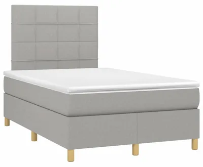 Produktbild von Boxspringbett mit Matratze Hellgrau 120x190 cm Stoff