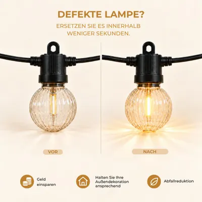 Produktbild von Homezie G60 Ersatzlampen | 4× LED-Ersatzlampen | 2700K Warmweiß | Kunststoff | Für G60-Lichterketten | Außenbeleuchtung