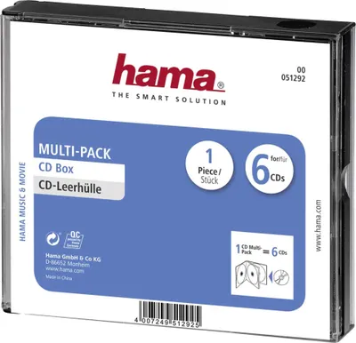 Image de Hama CD Multipack - Boîtier de rangement pour CD - capacité : 6 CD - noir, transparent