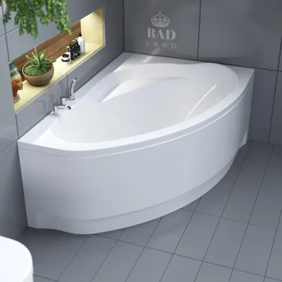 Produktbild von BADLAND Eckbadewanne Badewanne Marea RECHTS 150x100 mit Acrylschürze, Füßen und Ablaufgarnitur GRATIS