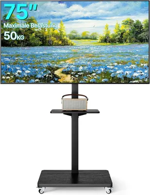 Produktbild von TV-Ständer mit Rollen für 32-75 Zoll - Verstellbar - Schwarz