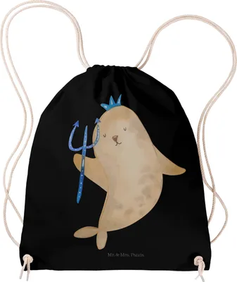 Produktbild von Mr. & Mrs. Panda Stoffbeutel Sternzeichen Wassermann - Schwarz - Geschenk, sporttasche klein, wander rucksack, Nix, Jutebeutel, Geburtstag Januar, Beutel, Februar