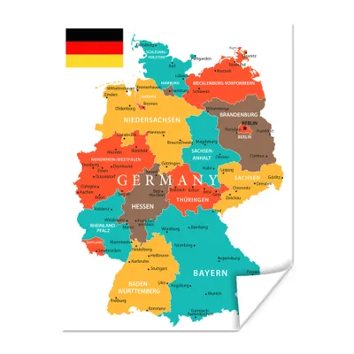 Obrázok produktu pre MuchoWow® Plagát - Farebná mapa Nemecka - 30x40