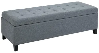 Produktbild von Aufbewahrungs-Pouf - Aufbewahrungsbank - Aufbewahrungsbox - Pouf mit Stauraum - Sitzhocker - Leinenoptik - Viel Stauraum