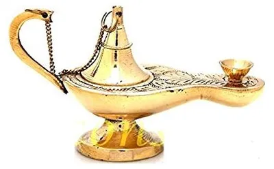 Bronze-Öllampe, handgefertigt, 10 cm, Gold, für Olivenöl