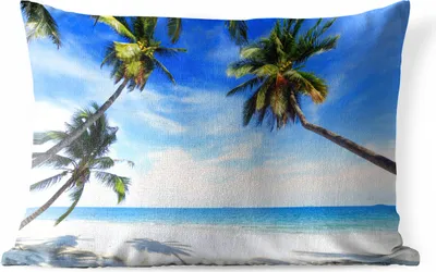 Produktbild von MuchoWow® Outdoor Kissen - Palmen - Strand - Meer - 60x40 cm - Wetterfest - Lounge Kissen - Zierkissen - Kissen für Innenräume