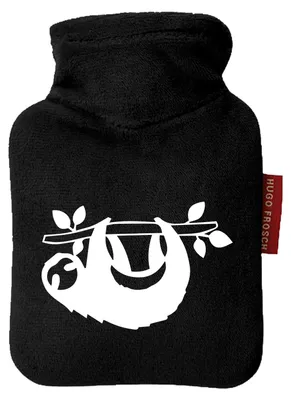 Produktbild von Huuraa Mini-Wärmflasche Faultier Silhouette 0,2 Liter Black Mini Veloursbezug Taschenwärmer Geschenkidee