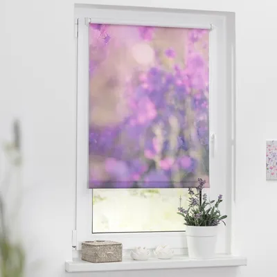 Obrázek produktu pro Roleta na okno Lichtblick bez vrtání fialová květinová louka 100x150 cm včetně upínacích držáků