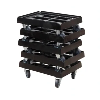 Produktbild von 5 Stück Transportroller für Kisten 600 x 400 mm mit 4 Lenkrollen Schwarz