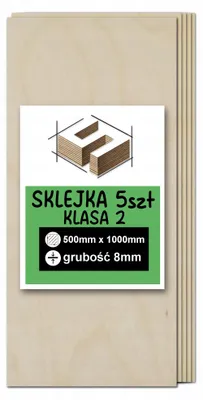 Imagen del producto de Tableros rectangulares de contrachapado de abedul sin tratar – grabado láser, fresado CNC, modelismo, marquetería, pirograbado, pintura, decoupage y manualidades – calidad 2 – 50 × 100 cm (500 × 1000 mm) – 8 mm – 5 unidades