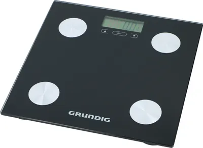 Produktbild von Grundig Waage Personenwaage Digital mit Körperanalyse: Fett und Muskelmasse - Speicher 12 Personen - Max 180 Kg - Glas - Schwarz