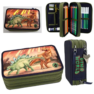 Produktbild von Federtasche Dino World 3D 3-fach, mit LED