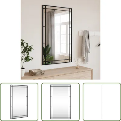 Produktbild von The Living Store Wandspiegel Schwarz 60x100 cm Rechteckig Eisen