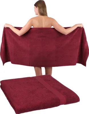 Produktbild von Betz 2 Stück Saunatücher 70 x 200 cm PREMIUM 100% Baumwolle Badetuch Liegetuch Strandtuch   Farbe: dunkelrot