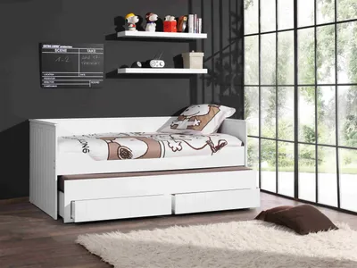 Produktbild von Tagesbett Robin 90x200cm mit Rollbett - Weiß