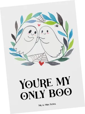 Produktbild von Mr. & Mrs. Panda Postkarte Gespenster  Liebe  - Weiß - Geschenk, Gespenst, Postkarten, Dekoration, Ansichtskarten, Verliebt, Grußkarte, Paar, Fotokarte, bildkarte