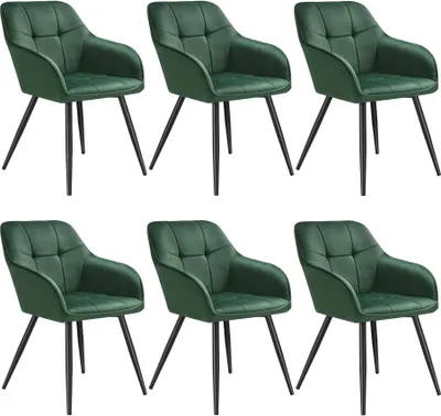 Produktbild von tectake® Esszimmerstuhl Marilyn gepolstert, in Samtoptik, gesteppt 58 x 62 x 82 cm