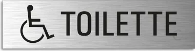 Produktbild von Türschild Rollstuhl Toilette Hinweisschild mit Piktogramm Aluminium Edelstahloptik 160x40 mm selbstklebend