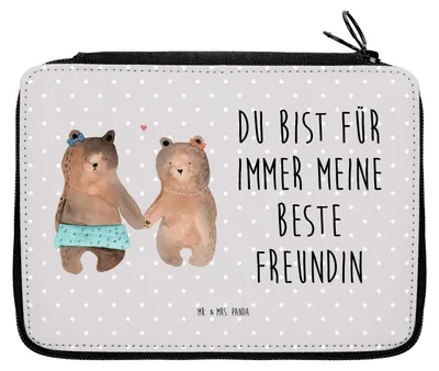 Produktbild von Mr. & Mrs. Panda Schlamper Bär Freundin - Grau Pastell - Geschenk, Federmäppchen, Stifte Etui, Federmappe, Stifteetui, Schlampermäppchen, Teddy