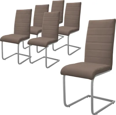 Obrázok produktu pre ML-Design sada 6 jedálenských stoličiek s operadlom, hnedá farba, z imitácie kože
