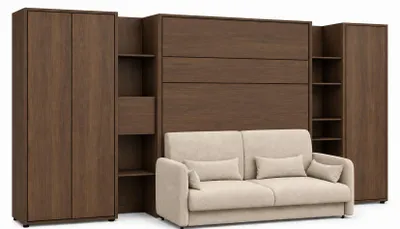 Produktbild von Schrankbett Mit Sofa Bed Concept 140X200 Cm Lenart Led Beleuchtung Taschenfederkernmatratze Bett Im Schrank Klapbett  - Set 2