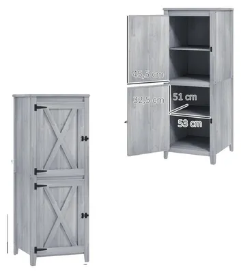 Immagine prodotto di Armadietto da giardino, in legno di abete, dimensioni 60 cm x 60 cm x 160 cm, con 2 ripiani estraibili