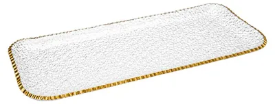 Produktbild von Rechteckiges Tablett aus Glas mit goldenem Rand, 37 x 15,5 x 2 cm
