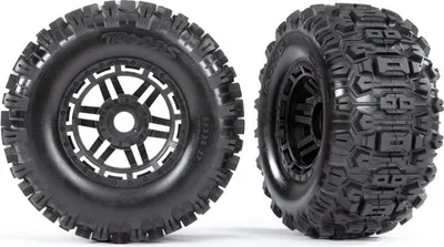 Immagine prodotto di Pneumatico TRAXXAS su cerchio nero (doppio battistrada 2.8/3.6) Sledgehammer TRX8973