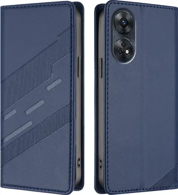 Produktbild von Hülle für Oppo Reno8 T 4G, Kunstleder Brieftaschen Handyhülle mit Kartenfach und Standfunktion Blau