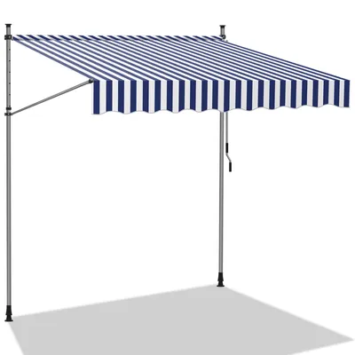 Immagine prodotto di Yakimz Tenda da sole Tenda da sole a morsetto Tenda da sole per balcone Tende da sole resistenti ai raggi UV Tenda da sole con braccio articolato Bianco Blu 4M