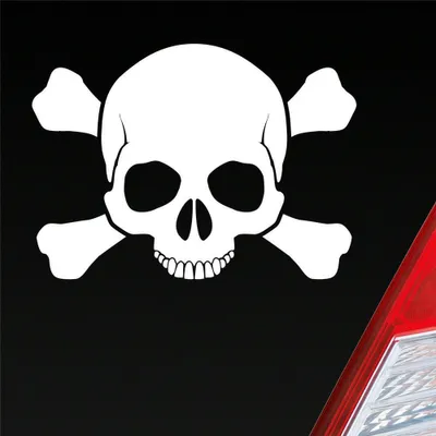 Produktbild von Auto Aufkleber Totenkopf Skull Pirat Tod Kopf Car 13,5x10 cm Weiss Glanz Sticker Heckscheibenaufkleber